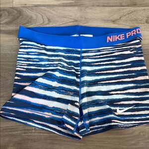 Nike Pro Blue and White Patterned Shorts